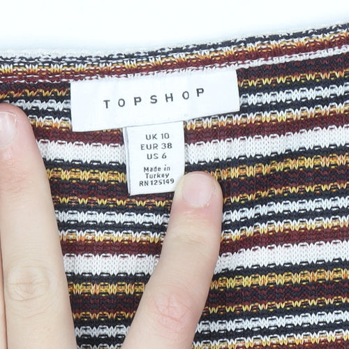 Topshop Women’s Multicoloured Striped Bodycon Dress UK 10 Long Sleeve