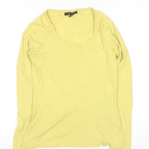 Laura Ashley Women’s Yellow Long Sleeve Cotton Stretch T-Shirt UK 8