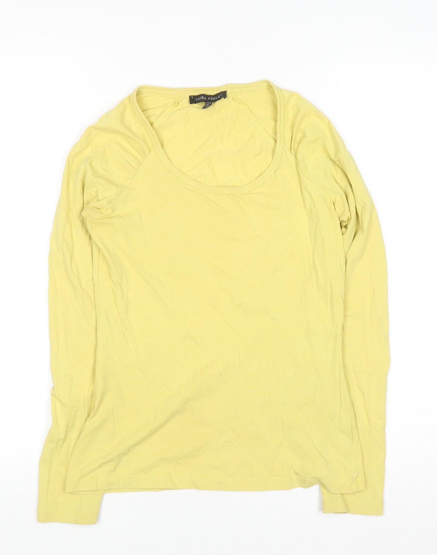 Laura Ashley Women’s Yellow Long Sleeve Cotton Stretch T-Shirt UK 8