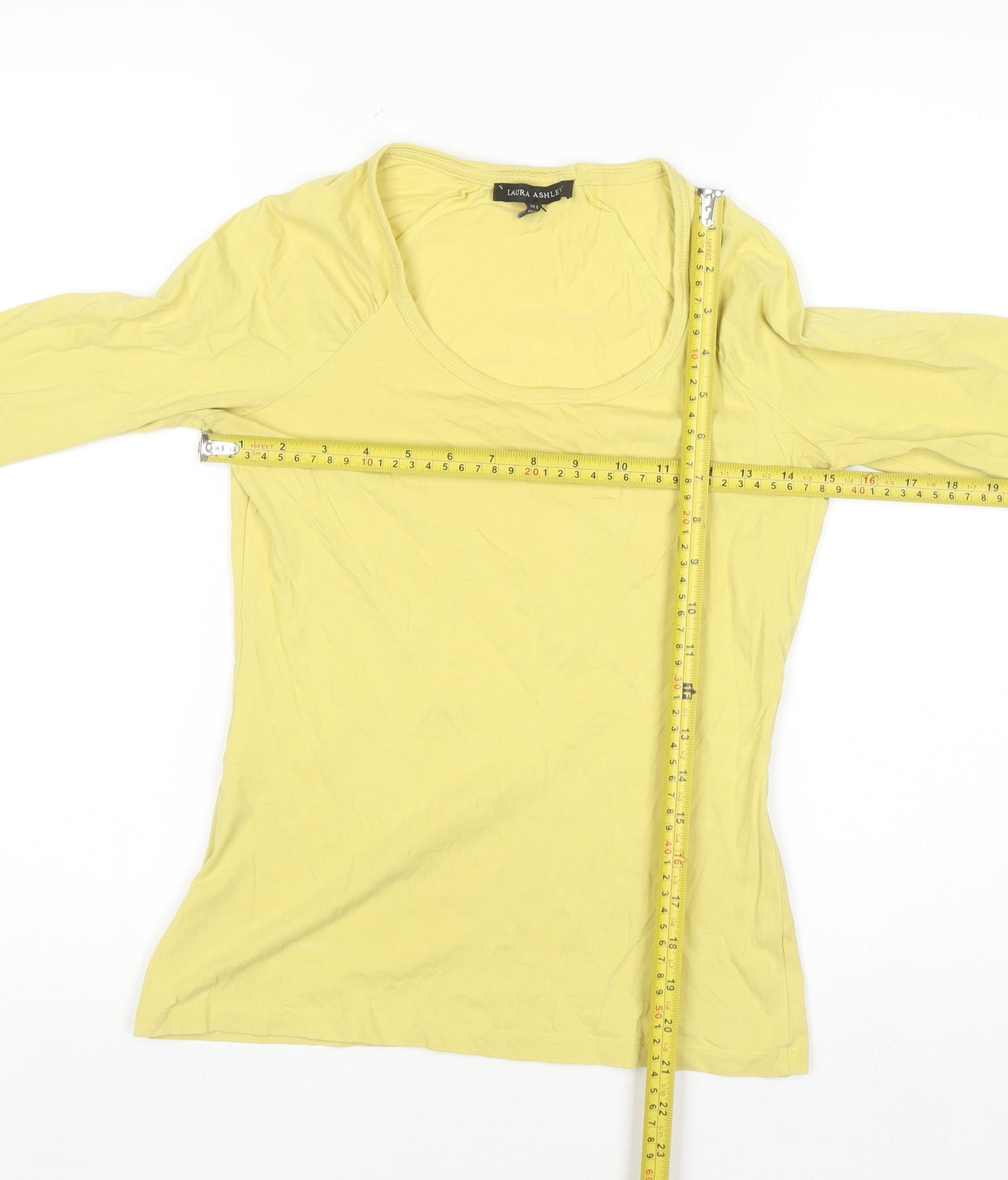 Laura Ashley Women’s Yellow Long Sleeve Cotton Stretch T-Shirt UK 8