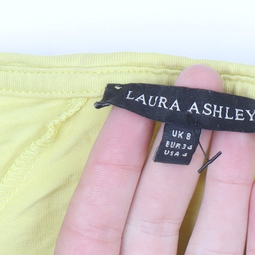 Laura Ashley Women’s Yellow Long Sleeve Cotton Stretch T-Shirt UK 8