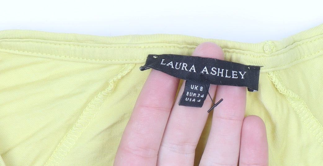 Laura Ashley Women’s Yellow Long Sleeve Cotton Stretch T-Shirt UK 8