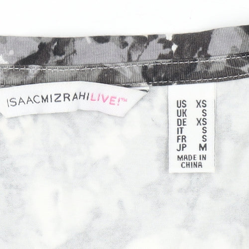 Isaac Mizrahi Live Women’s Grey Floral Long Sleeve V-Neck Top Size S