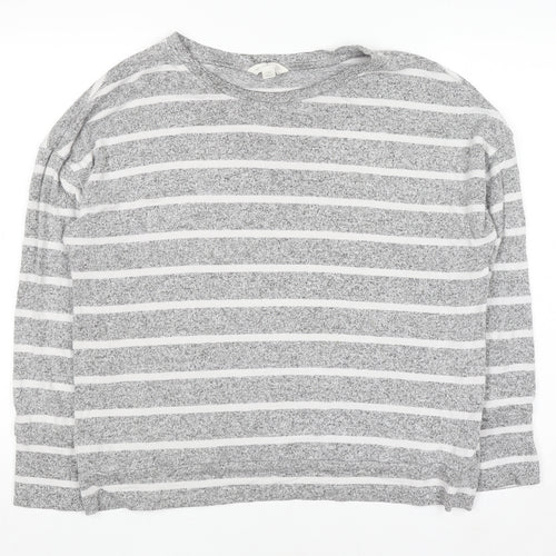 Marks and Spencer Womens Grey Striped Long Sleeve T-Shirt Size 16
