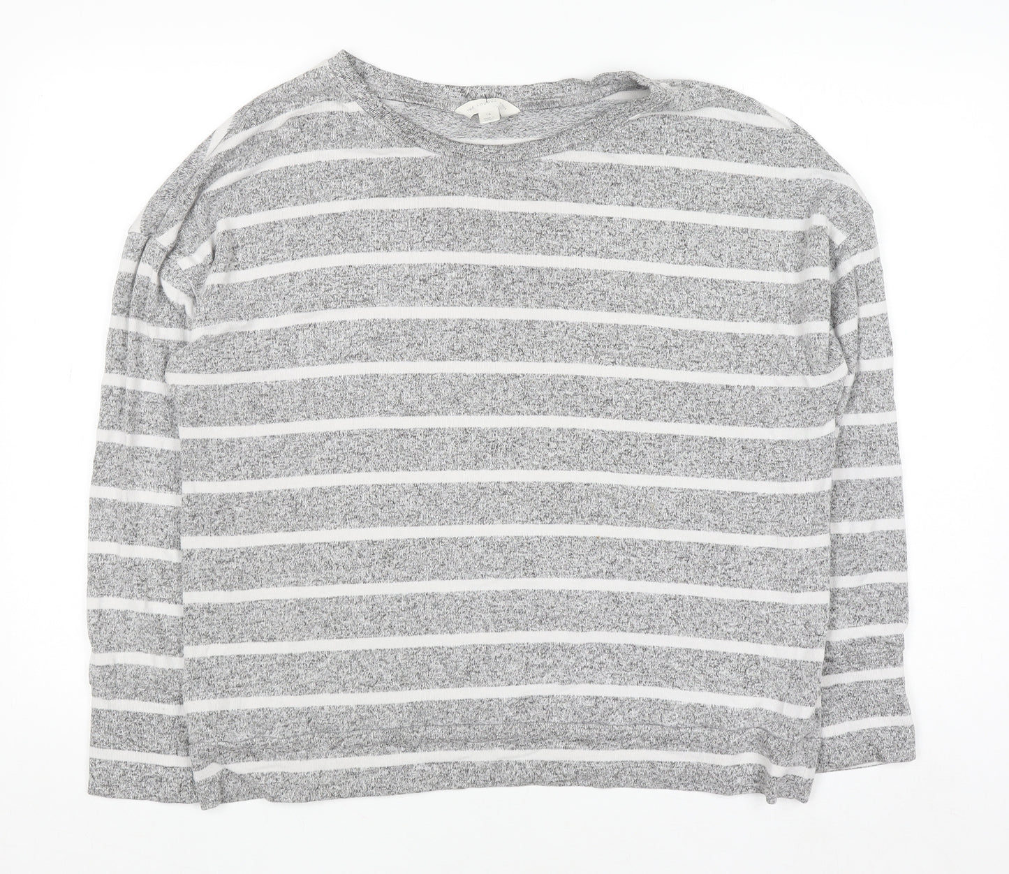 Marks and Spencer Womens Grey Striped Long Sleeve T-Shirt Size 16