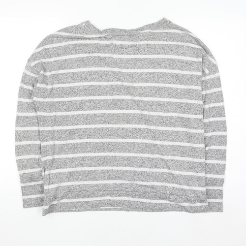 Marks and Spencer Womens Grey Striped Long Sleeve T-Shirt Size 16