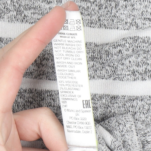 Marks and Spencer Womens Grey Striped Long Sleeve T-Shirt Size 16