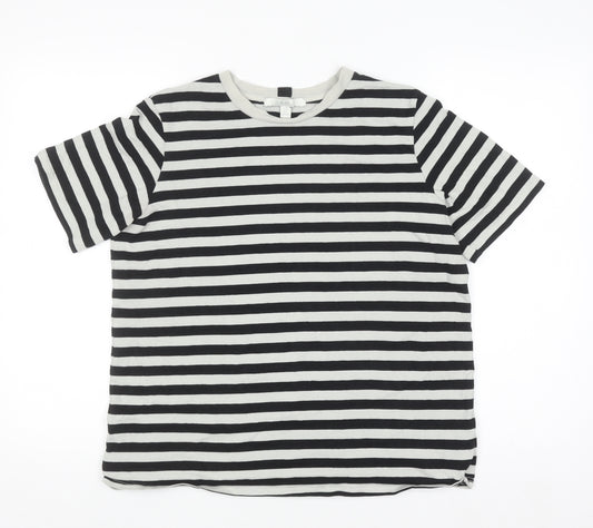 NEXT Women Black White Striped Cotton T-Shirt Size 10