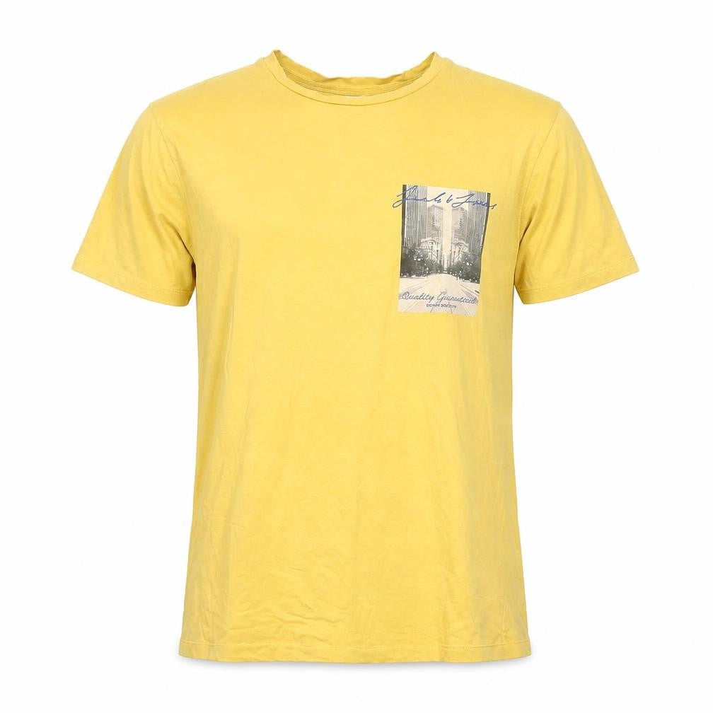 Jack & Jones Mens Yellow Graphic Print Regular Fit T-Shirt M