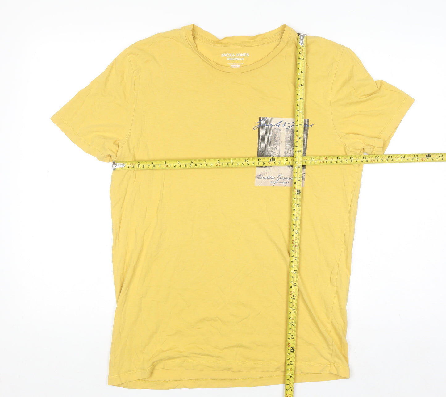 Jack & Jones Mens Yellow Graphic Print Regular Fit T-Shirt M