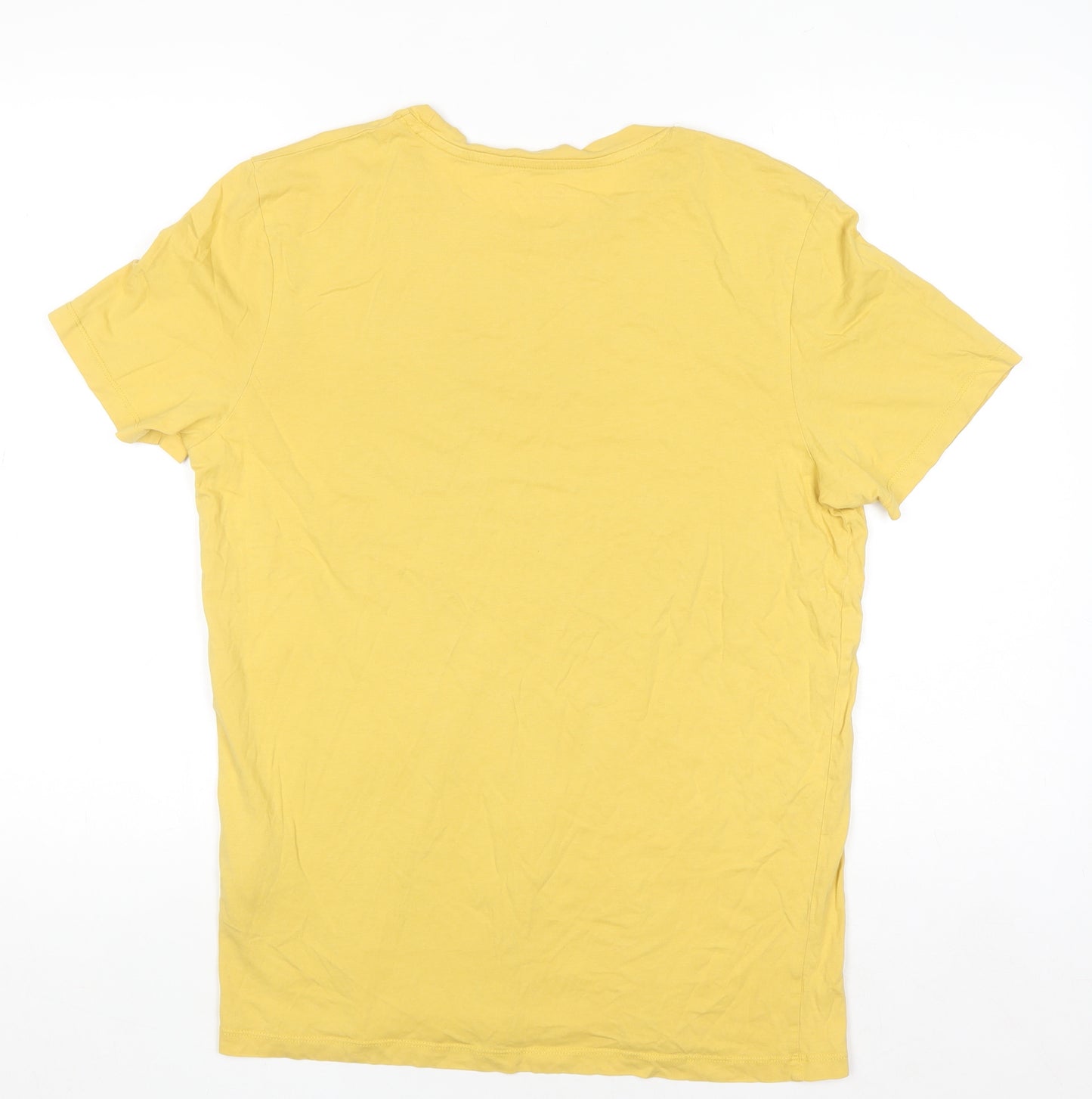 Jack & Jones Mens Yellow Graphic Print Regular Fit T-Shirt M