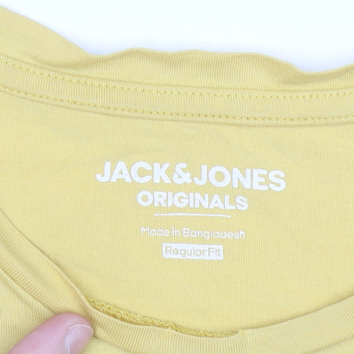 Jack & Jones Mens Yellow Graphic Print Regular Fit T-Shirt M