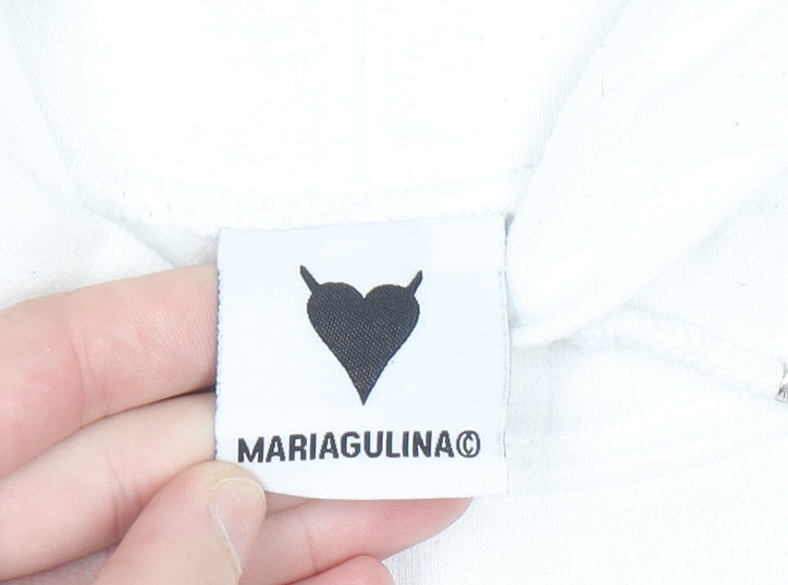 MARIAGULINA Women’s White Printed Pullover Hoodie Size S