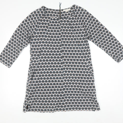 White Stuff Women's Blue Geometric Shift Dress Size 12 3/4 Sleeve