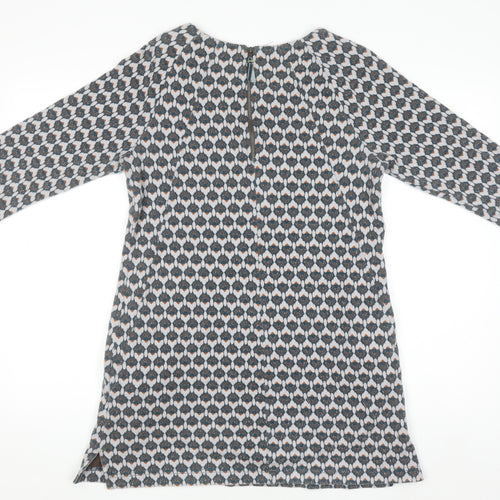 White Stuff Women's Blue Geometric Shift Dress Size 12 3/4 Sleeve