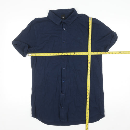 River Island Men's Blue Short Sleeve Cotton Polo Shirt Size L
