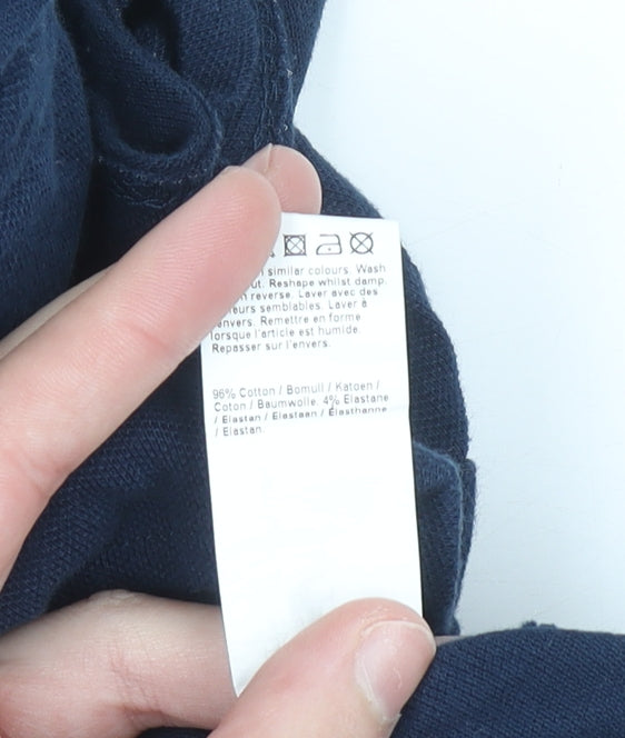 River Island Men's Blue Short Sleeve Cotton Polo Shirt Size L