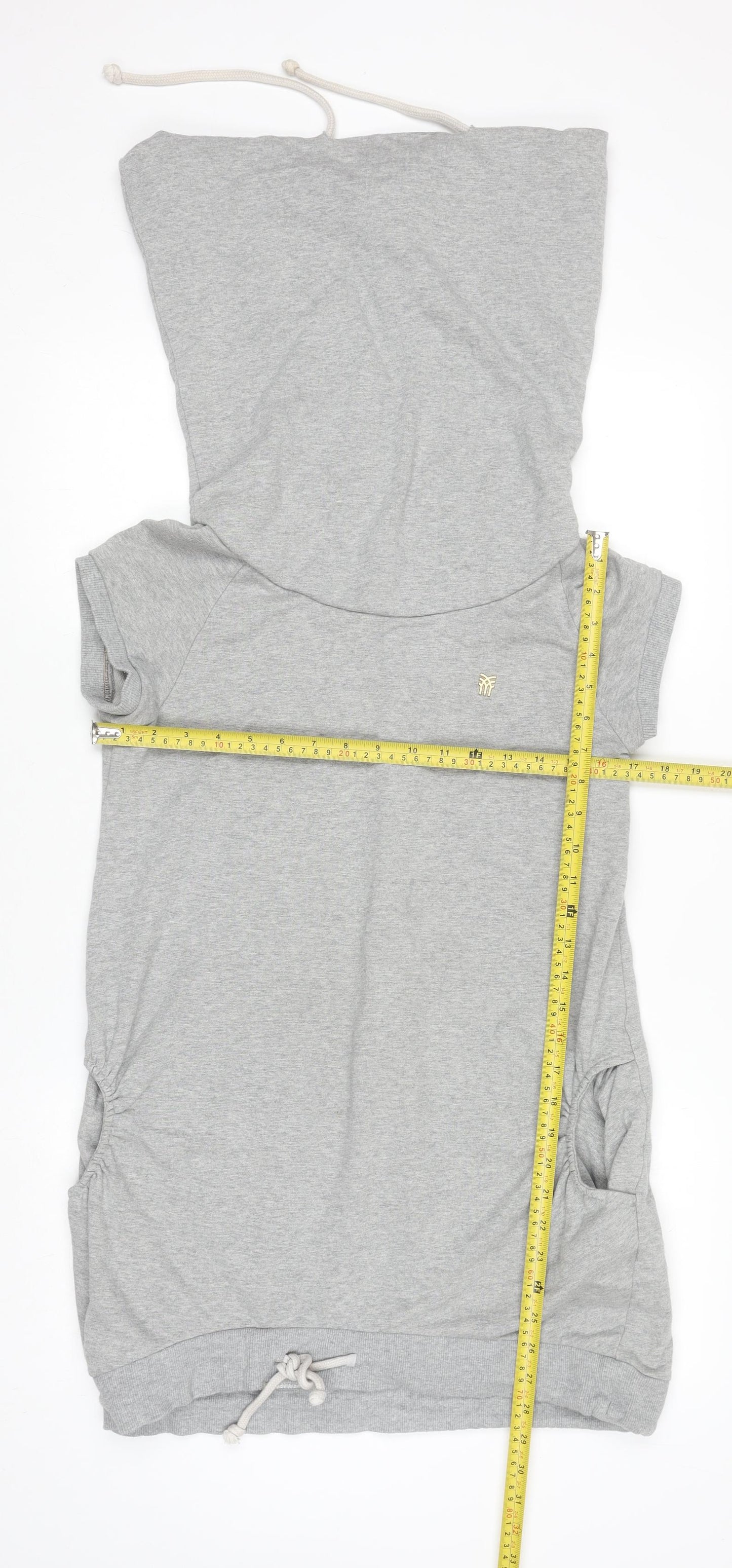Fenchurch Women's Grey Short Sleeve Pullover Hoodie Tunic Size S