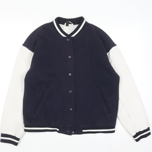 ZARA Men Blue Varsity Jacket Size S Embroidered Paris Logo
