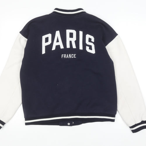 ZARA Men Blue Varsity Jacket Size S Embroidered Paris Logo
