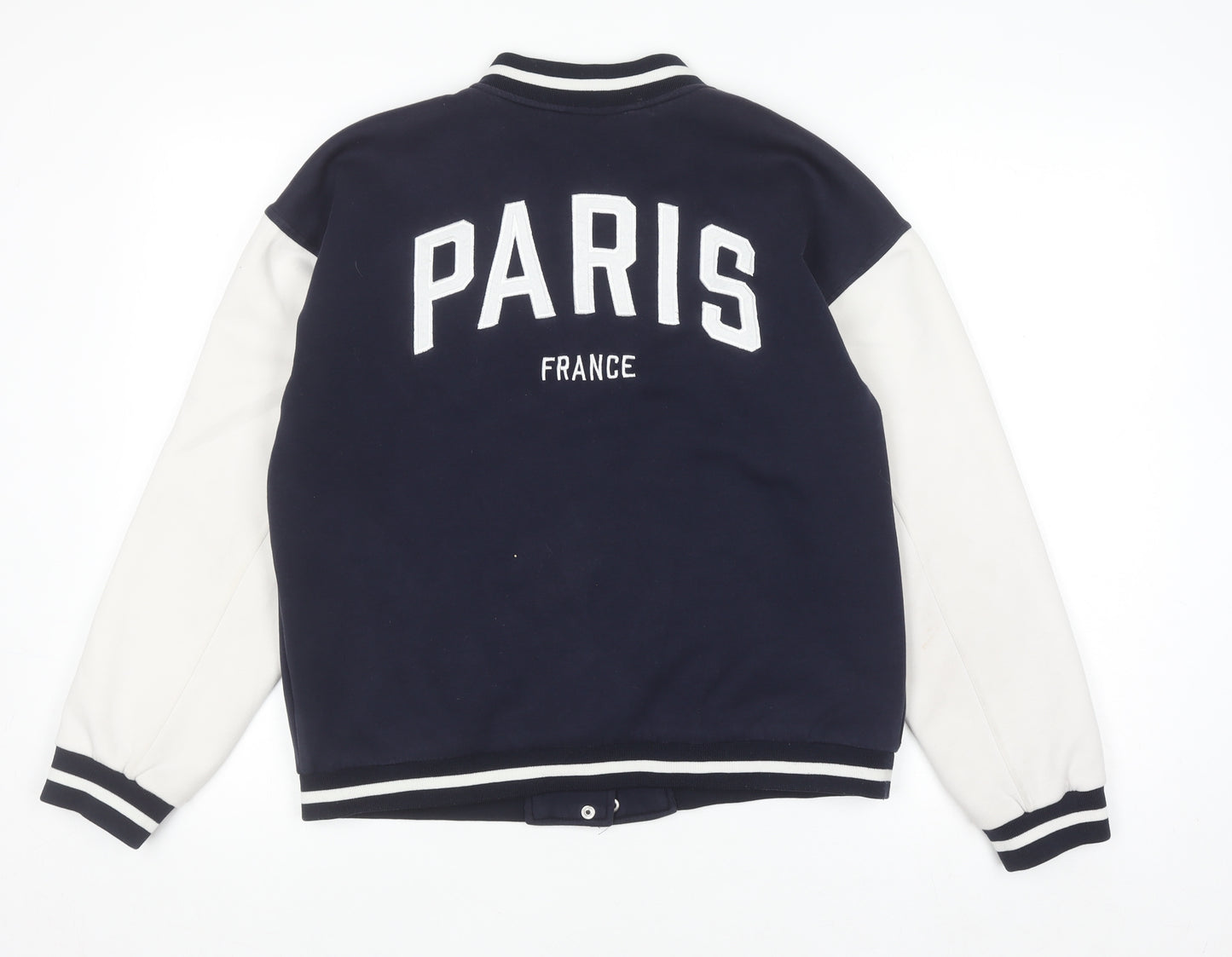 ZARA Men Blue Varsity Jacket Size S Embroidered Paris Logo
