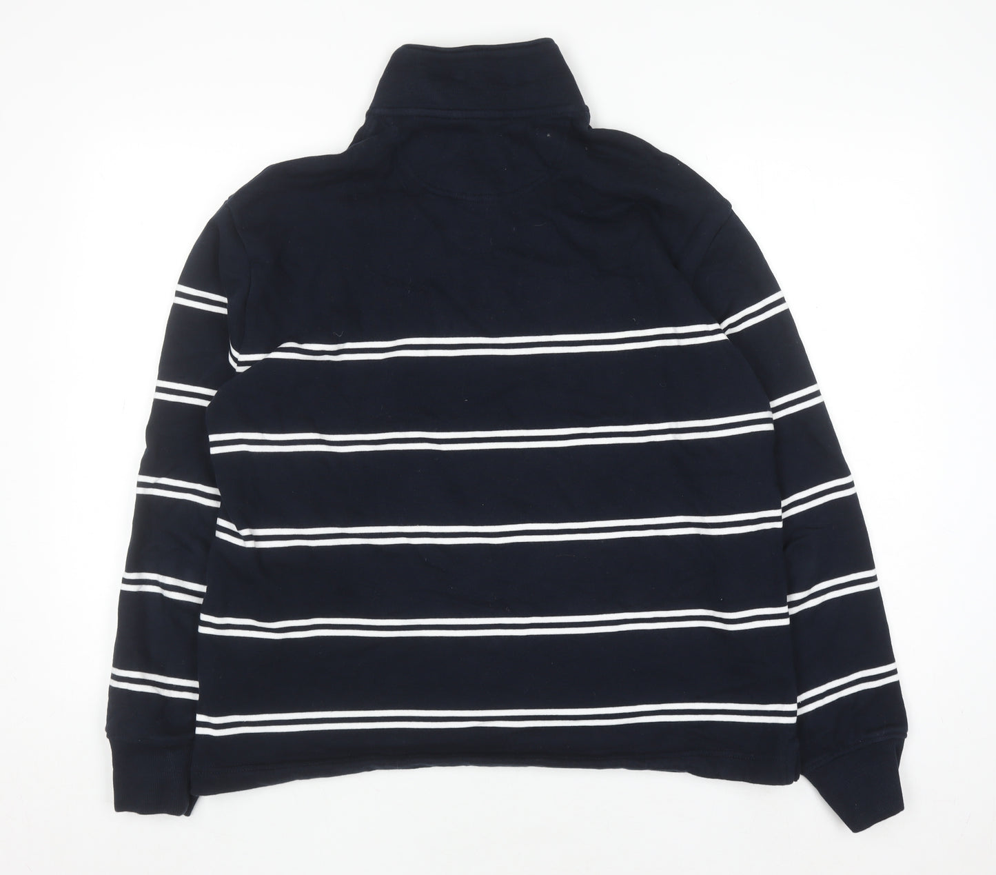 Marks and Spencer Men's Blue Striped Relaxed Fit 1/2 Zip Sweatshirt L