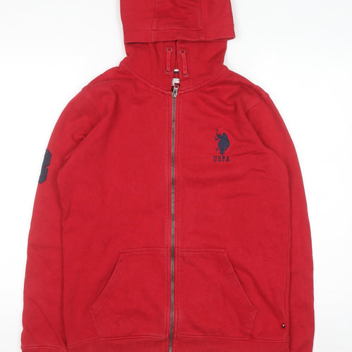 U.S. Polo Assn Boys Red Full Zip Hoodie Size 15-16 Years Cotton Blend
