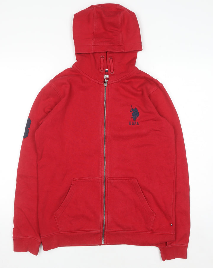U.S. Polo Assn Boys Red Full Zip Hoodie Size 15-16 Years Cotton Blend