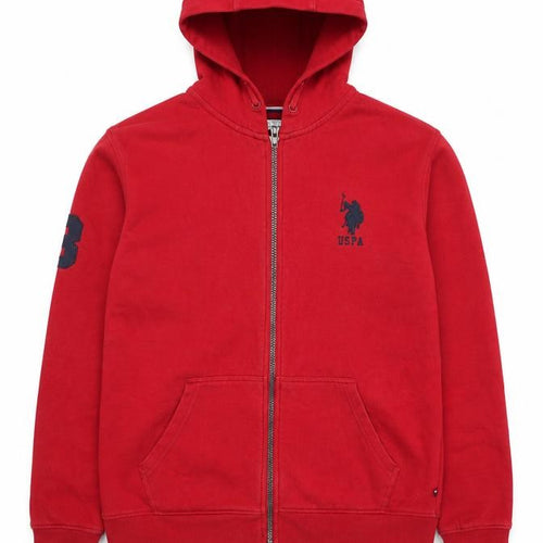 U.S. Polo Assn Boys Red Full Zip Hoodie Size 15-16 Years Cotton Blend