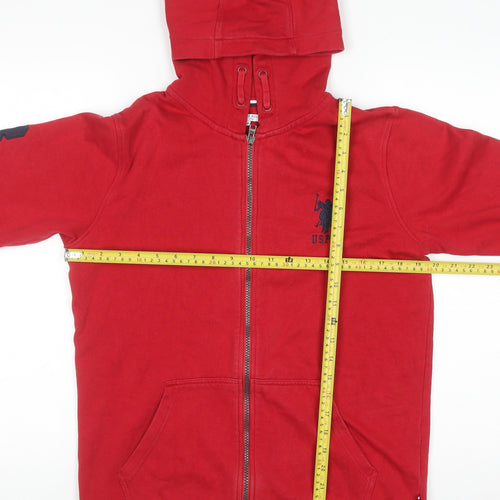 U.S. Polo Assn Boys Red Full Zip Hoodie Size 15-16 Years Cotton Blend