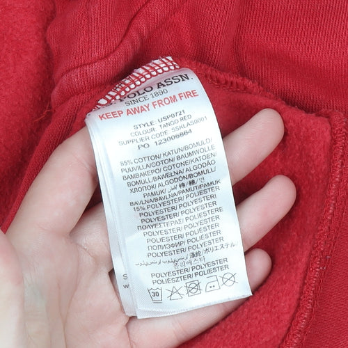 U.S. Polo Assn Boys Red Full Zip Hoodie Size 15-16 Years Cotton Blend