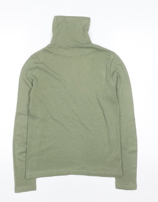 Marks and Spencer Women Green Roll Neck Long Sleeve Wool Blend Jumper Size 14