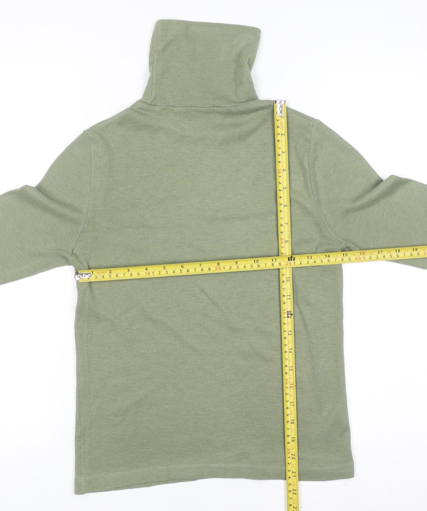 Marks and Spencer Women Green Roll Neck Long Sleeve Wool Blend Jumper Size 14