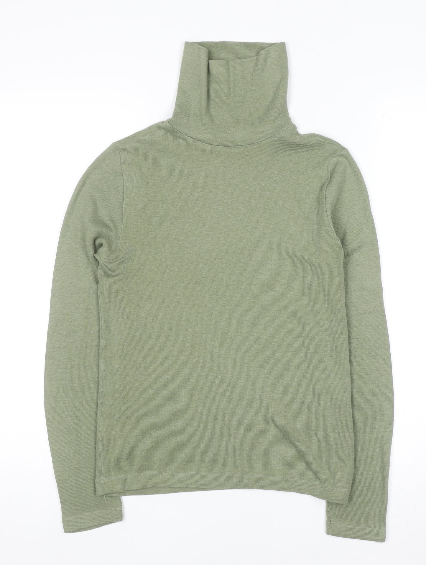 Marks and Spencer Women Green Roll Neck Long Sleeve Wool Blend Jumper Size 14