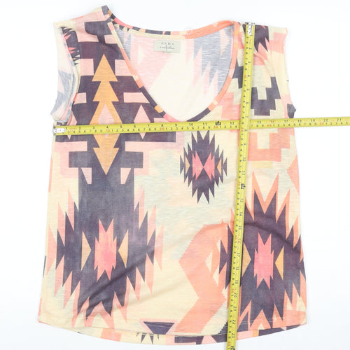 Zara Trafaluc Women's Multicoloured Aztec Print Sleeveless V-Neck Tank Top - Size 12
