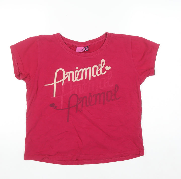 Animal Teens Pink Cotton Short Sleeve Crew Neck T-Shirt Size 14
