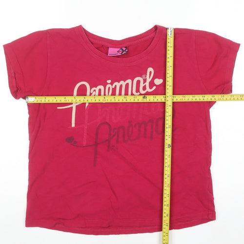 Animal Teens Pink Cotton Short Sleeve Crew Neck T-Shirt Size 14