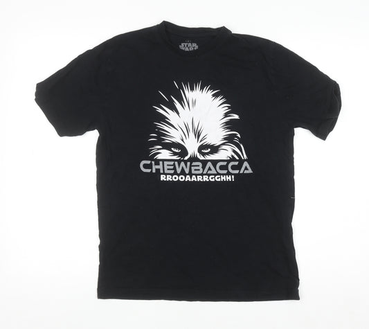 Star Wars Men’s Black Chewbacca Graphic Short Sleeve Cotton T-Shirt Size S