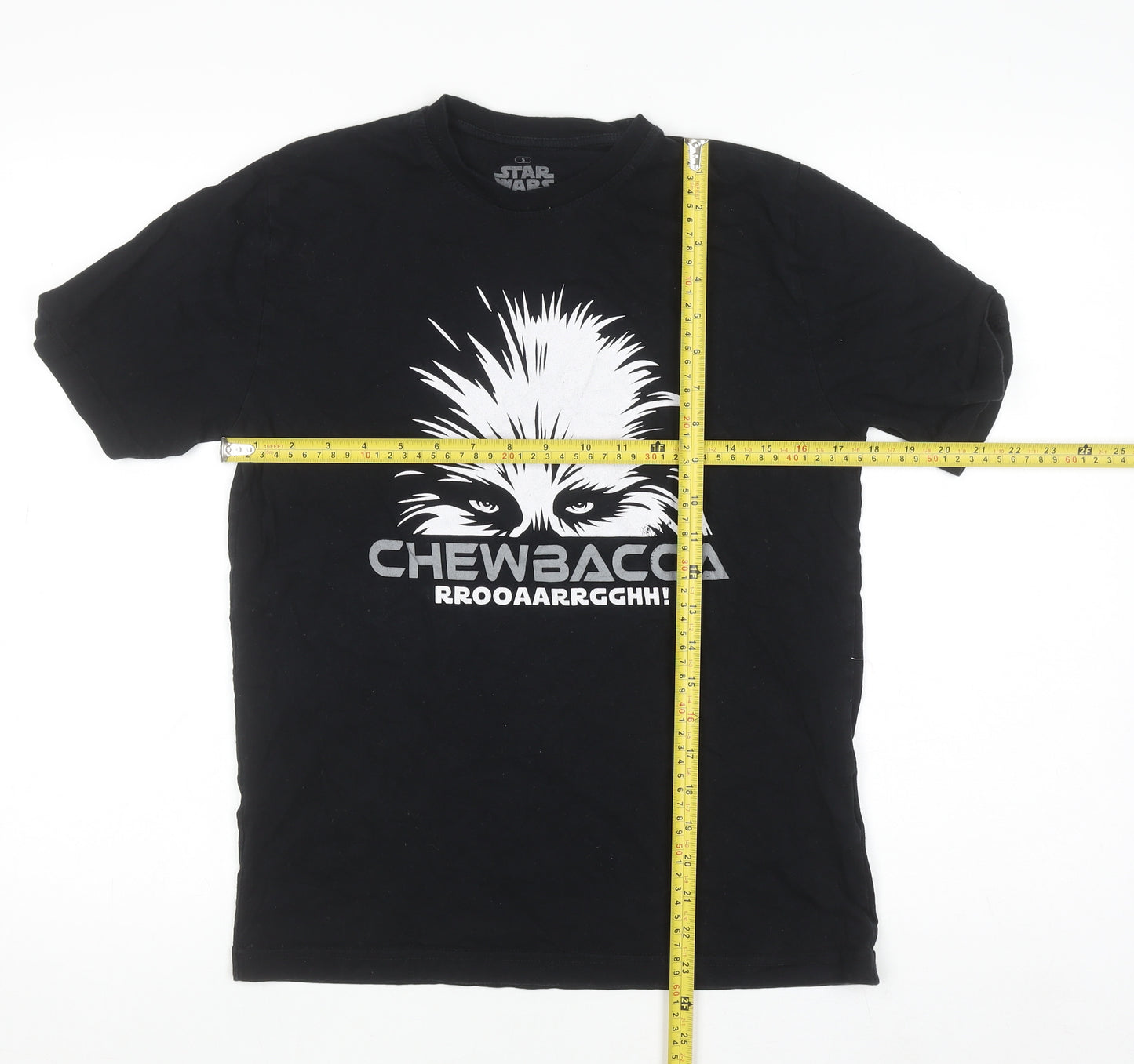 Star Wars Men’s Black Chewbacca Graphic Short Sleeve Cotton T-Shirt Size S