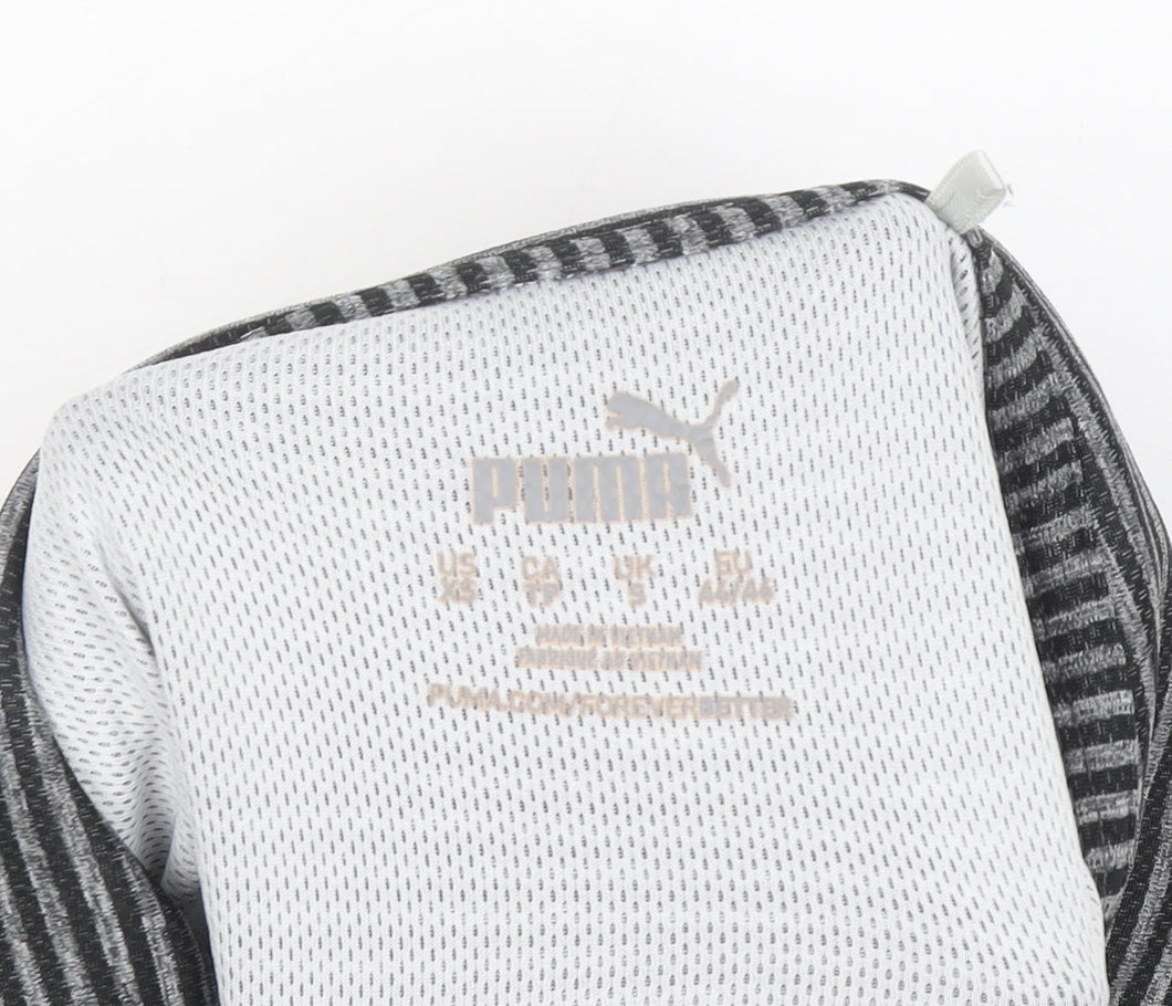 Puma Men’s Grey Striped Polo Shirt Size S Regular Fit