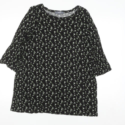 Studio Women’s Black Floral 3/4 Sleeve Tunic Top Size 12/14