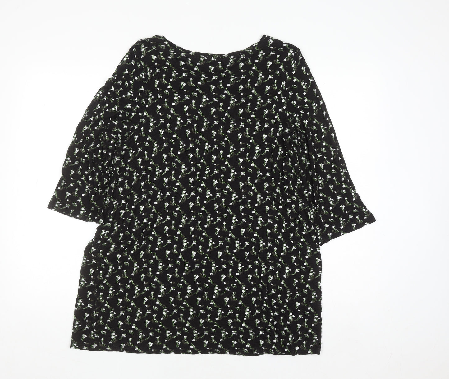 Studio Women’s Black Floral 3/4 Sleeve Tunic Top Size 12/14