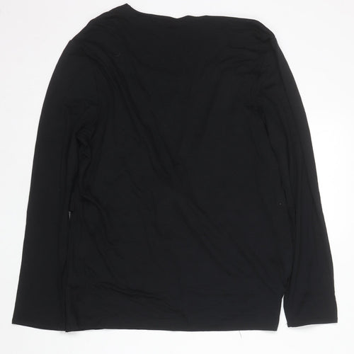 TIGI Womens Black Animal Print Wrap Blouse Size 14/16 Long Sleeve