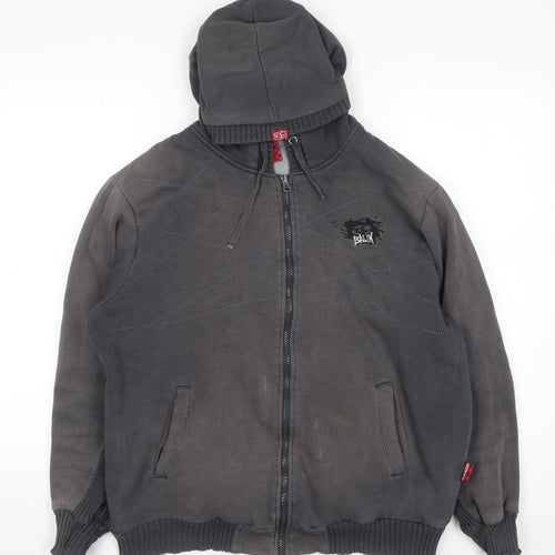 BAUM Men’s Grey Full Zip Fleece Hoodie M Regular Fit