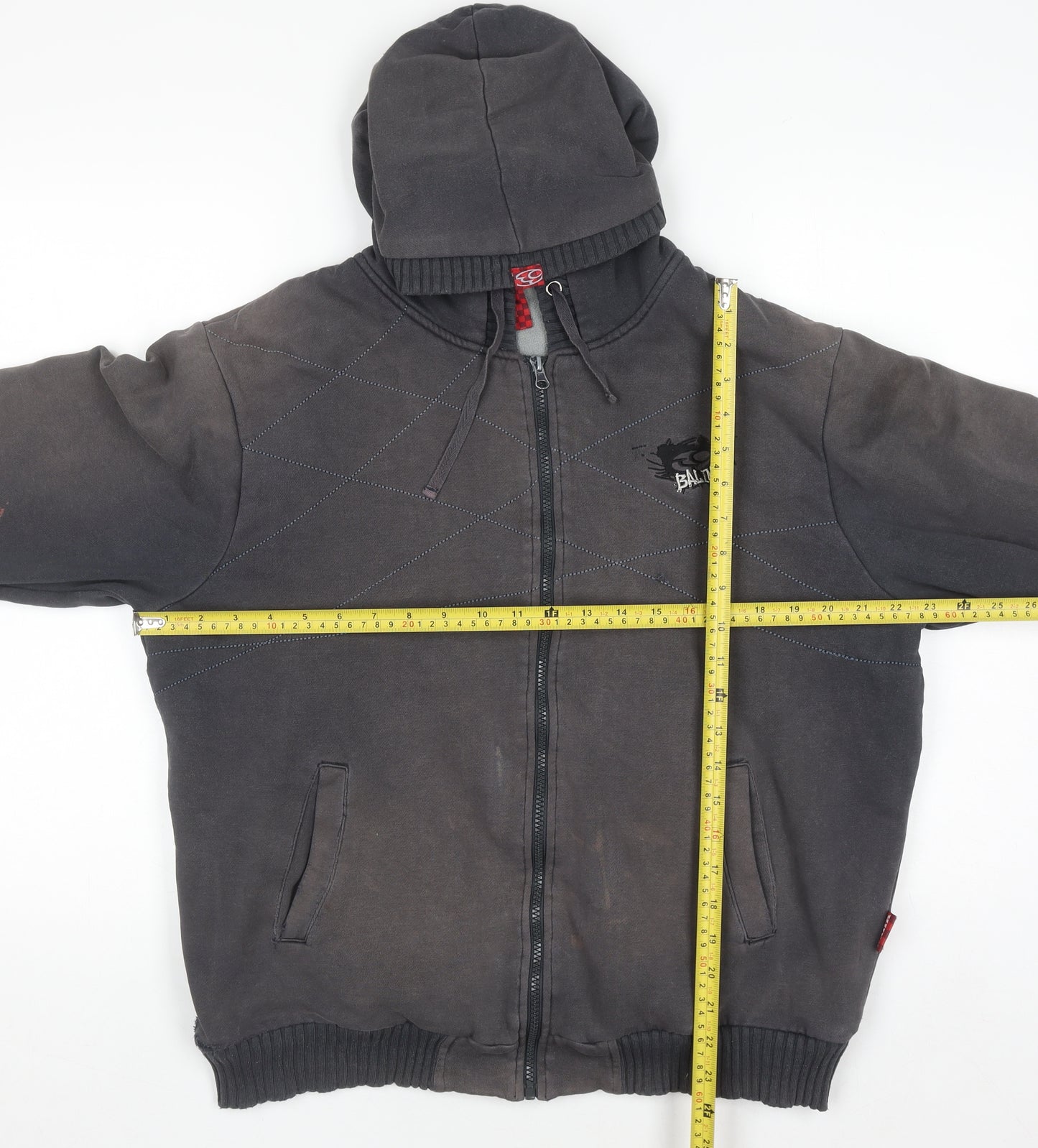 BAUM Men’s Grey Full Zip Fleece Hoodie M Regular Fit