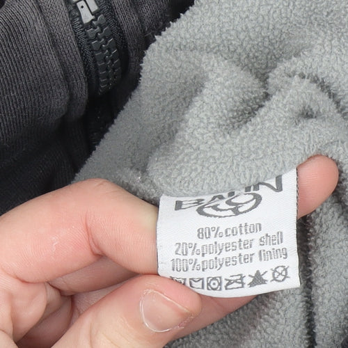 BAUM Men’s Grey Full Zip Fleece Hoodie M Regular Fit
