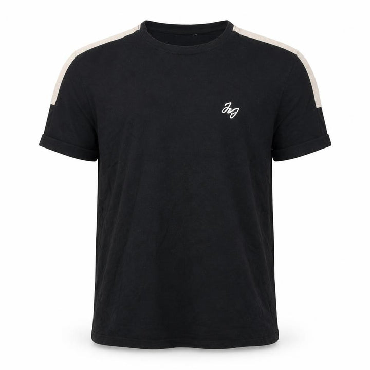 Jack & Jones Men's Black Beige Crew Neck Short Sleeve T-Shirt L
