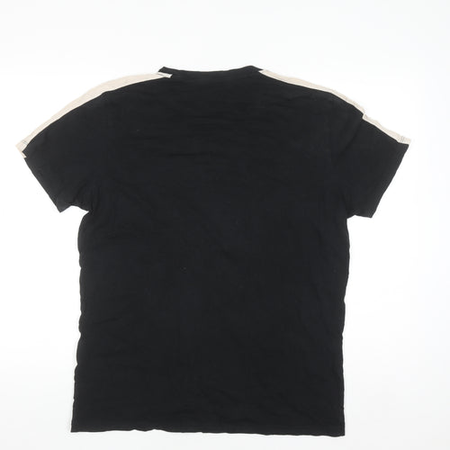 Jack & Jones Men's Black Beige Crew Neck Short Sleeve T-Shirt L