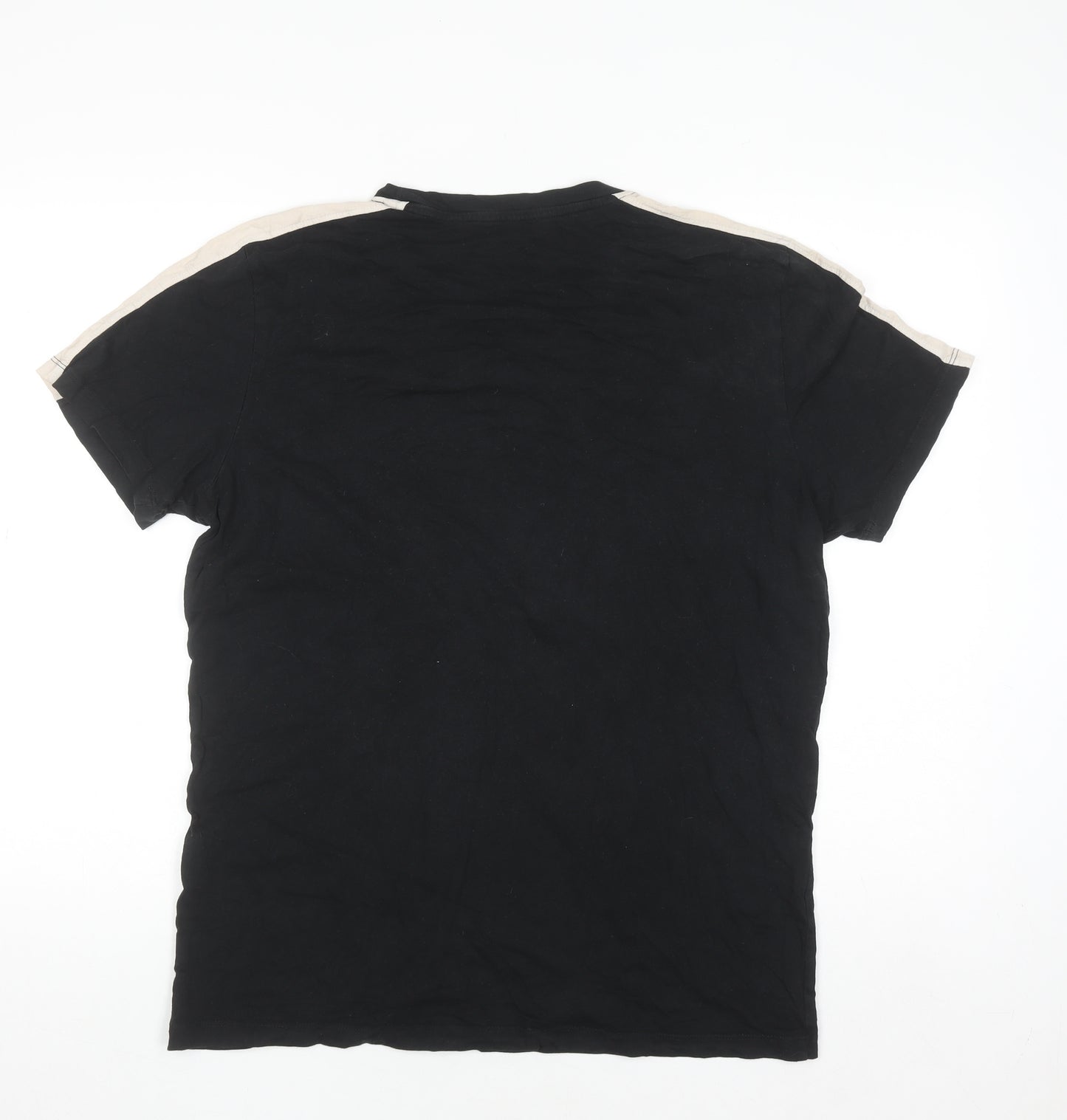 Jack & Jones Men's Black Beige Crew Neck Short Sleeve T-Shirt L