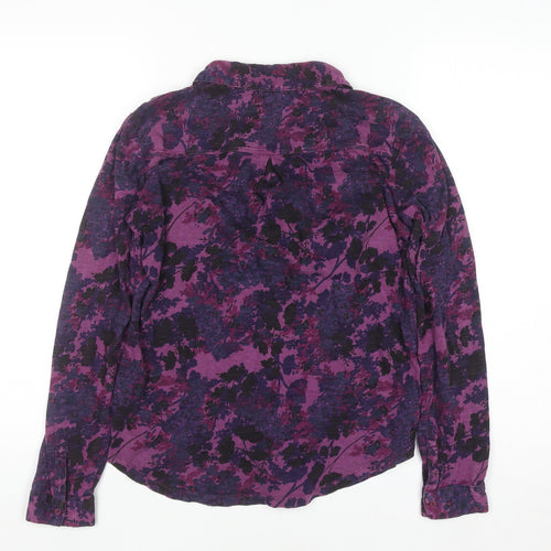 FatFace Women's Purple Floral Cotton Long Sleeve Button-Up Shirt Size 8
